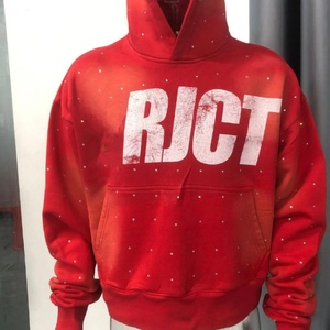 Sudaderas Personalizadas Vintage con Logotipo Estampado en Pedrería, Oversize, de Algodón Grueso, Lavado Ácido, Efecto Desgastado por el Sol, para Hombre - Product Image 4