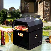 Four à pizza en fer de 12 pouces, pliable et portable, pour cuisson au bois en extérieur, camping et barbecue, avec pierre et pelle