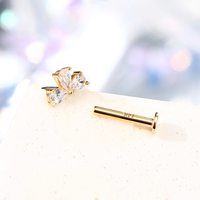 Toposh Fels Schmetterling Blume klar CZ Labret Knorpel Tragus Daith Bauchnabel Bauchnabel 14K Massivgold Nase Ring Nagel Piercing-Schmuck