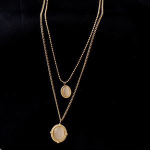 2025 acier inoxydable pierre naturelle forme de goutte Turquoise cristal <span class=keywords><strong>Rose</strong></span> Quartz breloques femmes bijoux pendentif collier - Product Image 3
