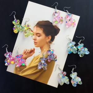 2025 nouvelle haute qualité mignon mode mignon Adorable résine gommeux ours boucles d'oreilles Sequin gelée ours Clips sur boucles d'oreilles pour filles enfants - Product Image 3