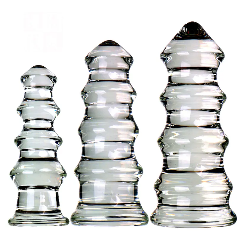 Factory Sale New Pagoda Shaped Glass Butt Plug Large Glass Anal Plug Pagoda Glass Anal Plug Sex Toys for Masturbation