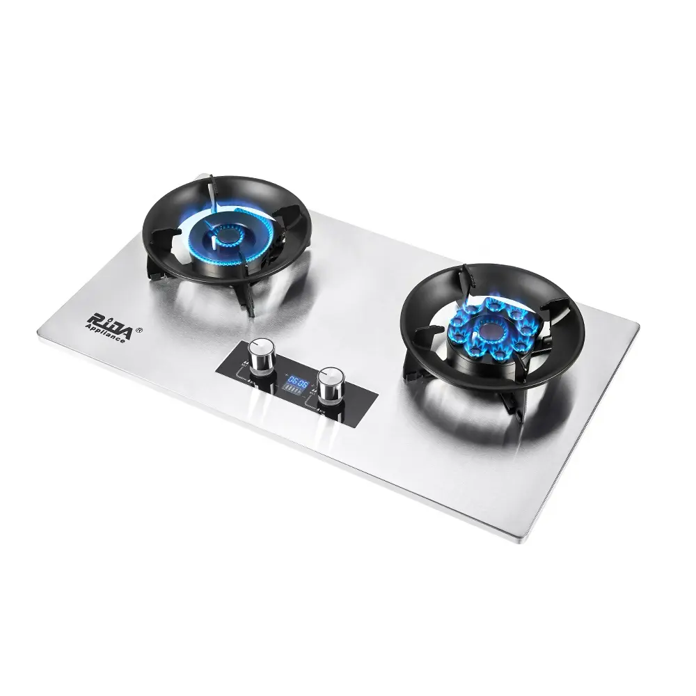 2 Burner Tempered Glass gấp gas HOB có thể gập lại Burner được xây dựng trong bếp gas