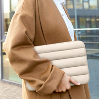 Housse d'ordinateur portable en nylon moelleux, style airbag, étui zippé professionnel pour ordinateurs portables Mackbook avec doublure en polaire
