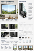 Fenêtre coulissante horizontale multi-voies en aluminium AOSTTER, à rupture de pont thermique, pour patio et balcon, double vitrage