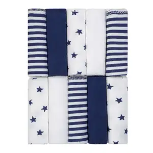 Boys and Girls Newborn Infant Baby Toddler Soft Bath Baby Washcloth Multi Pack, Navy White, 10 Pack, 0.29 pounds