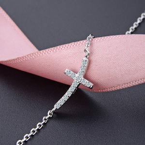 POLIVA Mujer 925 Sterling Cross Tennis Silver Bracelet Logotipo personalizado Pulseras cristianas - Product Image 3