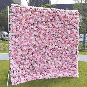 Toile de fond murale de fleurs de mariage 3D, Rose Rose, décoration murale Rose clair, toile de fond A-153 - Product Image 1