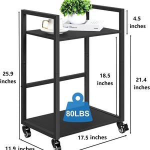 Computer Tower <b>Stand</b> With Wheels 2 Tier Metal Desktop <b>PC</b> Storage Rack Office Mobile Workstation Black Carbon Steel - Product Image 5
