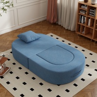 ATUNUS Sofas ohne Gestell auf Lager für Wohnzimmer und Schlafzimmer, Blaues Faulbett-Sofa, Faltbares Komprimiertes Einzelsofa-Bett