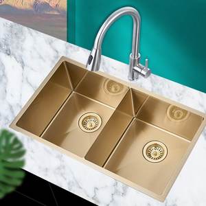 Fregadero de cocina multifuncional moderno de acero inoxidable, de un solo tazón, bajo encimera, con nanotecnología de oro engrosado, fabricado a máquina para el hogar. - Product Image 1