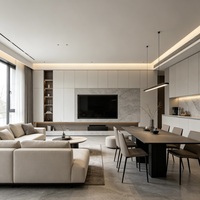Meuble TV moderne en panneau mélaminé mat à fermeture douce pour salon, style minimaliste italien