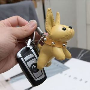 Porte-clés de luxe en cuir Bouledogue Français, Ornement mignon de chiot, Bijoux pour femmes, Accessoires de sacs, Jouets pour filles, Cadeau de vacances - Product Image 3