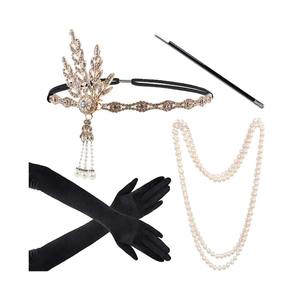 Gatsby Party Bandeau en alliage de plumes Collier de perles <span class=keywords><strong>Porte</strong></span>-<span class=keywords><strong>cigarette</strong></span> et ensemble de gants-Accessoires rétro Hepburn Outfit - Product Image 3