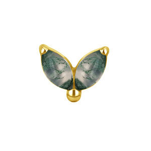 Lotus Wholesale G23 Titane Sertissage griffe Agate mousse Vis à filetage interne Labret Piercing corporel Bijoux fins - Product Image 4