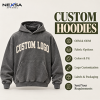 Hoodie surdimensionné gris délavé vintage personnalisé avec lettres appliquées, en coton épais, style streetwear, vente en gros, fabricant