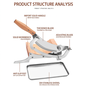 Trancheuse à légumes de cuisine, facile à utiliser, plan de travail en bois avec épaisseur de coupe réglable, trancheuse standardisée - Product Image 2