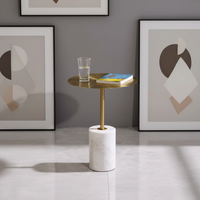 Table basse pliable en acier inoxydable avec plateau en marbre nordique, design moderne pour salon, meubles de maison, petite taille