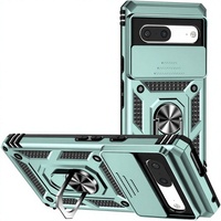 Coque antichoc en plastique Google Pixel 7 Armor Design avec support magnétique, testée pour les chutes de 20 pieds (vert foncé)