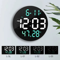 Nouvelle promotion Horloge murale numérique à affichage numérique à double LED bleue de 10,5 pouces avec télécommande, calendrier de l'heure des bus, date, salon