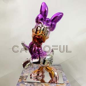 Pop Art Tùy Chỉnh 40Cm Vịt Điêu Khắc Phim Hoạt Hình Công Viên Donald Vịt Tượng Nhựa Mạ Phim Hoạt Hình Phim Hoạt Hình Động Vật Trang Trí Nhà Thủ Công - Product Image 2