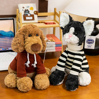 Peluche mignonne en forme de chien, renard ou chat, avec vêtements, jouet doux en forme d'animal assis, cadeau d'anniversaire pour les 8-13 ans, vente en gros pour les importateurs