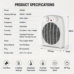 Calentador Eléctrico de Escritorio Portátil de 2000W con Control Mecánico, Calentamiento Rápido, Protección Contra Volcaduras y Sobrecalentamiento, con Funciones de Aire Frío/Caliente/Caliente como la nieve - Product Image 6
