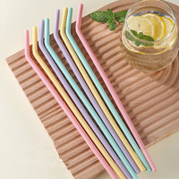 Lot de 4 pailles pliées extra longues de 29cm, réutilisables, en silicone résistant à la chaleur, pour différentes tasses.