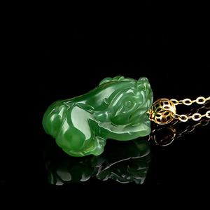 Pendentif en jade Pixiu en jaspe néphrite naturel, or 18 carats, bijoux pour femmes, style chinois, cadeau avec certificat d'évaluation D409 - Product Image 2
