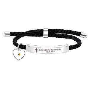 Pulsera con Citas Bíblicas Religiosas Uloveido, Regalo Cristiano de Aliento, Pulsera Grabada con Citas Bíblicas en Acero Inoxidable con Cuerda Negra - Product Image 2