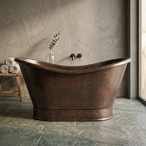 Bañera Ovalada de Cobre Antiguo con Patas de Gato, Bañera Independiente Hecha a Mano de Metal para Hogar y Hotel - Product Image 1