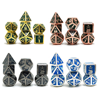 Set Dadu Poliedris D20 DND Ukiran Khusus dari Logam Tulang Hitam Kosong D&D dengan Kotak Hadiah untuk TTRPG Dungeons Dragons