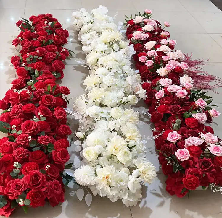 L-FR de seda de alta calidad para corredores, flores falsas para pasillo, boda, decoración artificial, arco de flores