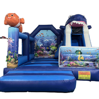 Château gonflable pour adultes 5x4x4m, thème requin, avec toboggan, en PVC de qualité commerciale, pour intérieur et extérieur