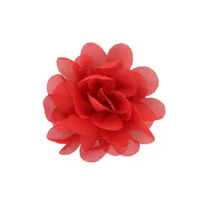 Cinta de fábrica OEM que hace vestidos de flores DIY hecho a mano para sombrero y zapatos 5cm Flor de tela de gasa hecha a mano