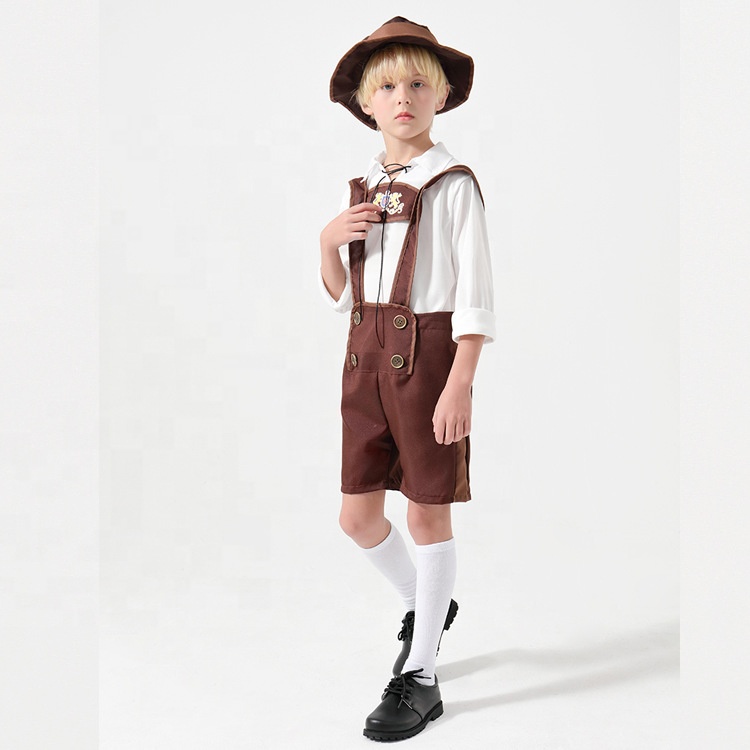 Traje Lederhosen para Crianças Meninos Role Play Vestidos alemães para a Oktoberfest