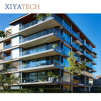 XIYATECH Appartement Balcon système de pont en double verre trempé Base en forme de U creux pince en aluminium garde-corps en verre fixe
