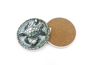 TurtleCoastal Vintage Marine Life Grass Print Antique <b>Ceramic</b> <b>Coasters</b> Round Rustic Absorbent Drink Mats & Pads - Product Image 2