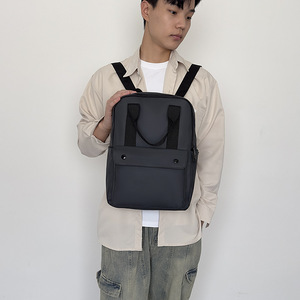 Simple Stylish <b>Backpack</b> For Men Women 14 Inch Laptop Bag Neutral Gender Solid Color Everyday Use Green Gray Black - Product Image 3