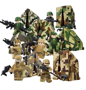 مجموعة ألعاب خيمة بنظام حربي مكعبات بناء معارك حرب لعبة معدات عسكرية عدة عسكرية للجنود للأولاد