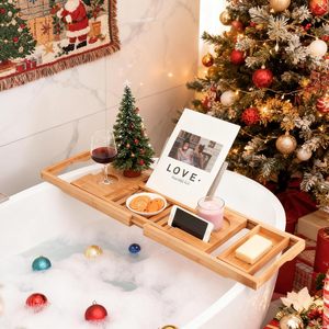Plateau de bain <span class=keywords><strong>pliable</strong></span> en bambou avec pieds repliables, support extensible en bois pour <span class=keywords><strong>baignoire</strong></span>, table d'organisation pour lit et bain, cadeau idéal pour la lecture - Product Image 6