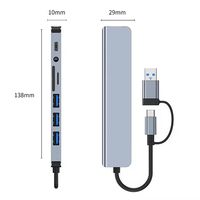 Adaptador Multipuerto USB Hub Universal SIPU 8 en 1, Divisor USB-C y USB-A con Lector de Tarjetas SD/TF y Conector de 3.5mm para PC y Laptop