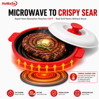 Plaque de cuisson micro-ondes en silicone avec grille, accessoires de cuisine pour réchauffer rapidement les aliments