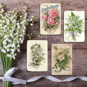 Letrero Metálico Vintage con Diseño de Rosas, Decoración de Rosas Escocesas y Lirios del Valle para el Hogar, Cocina, Arte de Pared, Placa Botánica Retro - Product Image 3