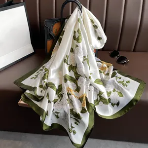 New Design White Voile Designer Scarf Wholesale China Ladies Long Polyester Scarfs Silk For Women in 180*90cm