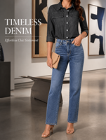 Chemise en jean gris anthracite vintage pour femme, chemisier en jean à manches longues de haute qualité avec poches, denim en coton lavé élégant