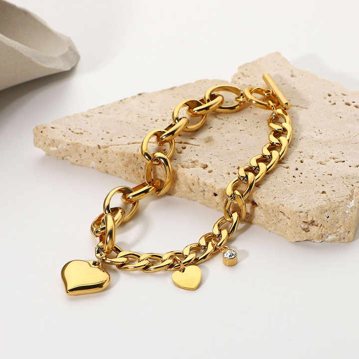 BLINGFACTORY Hip Hop Fashion Gold Plated Thick 18mm 8.5" Iced Rapper Cuban Link Bracelet