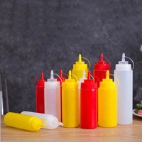 Botol Plastik Food Grade 4/8/12/16/24/32 Oz dengan Ujung Tipis Panjang untuk Saus Salad, Selai, Permen, Kue Kering, dan Jelly, MOQ Rendah