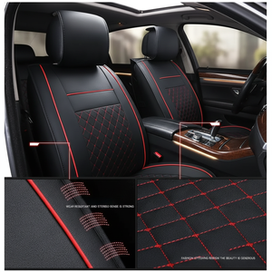 Housse de siège de voiture universelle de luxe en cuir, 9 pièces, ensemble complet, compatible avec les airbags, respirante, adaptée aux voitures, camions, SUV - Product Image 2