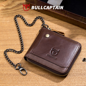 BULLCAPTAIN Retro Vintage Accordion <b>Wallet</b> <b>for</b> <b>Men</b> Large Capacity Card Slots Genuine Leather <b>RFID</b> Zipper Closure OEM ODM - Product Image 1
